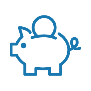 Piggy bank with coin icon, representing savings or financial growth.
